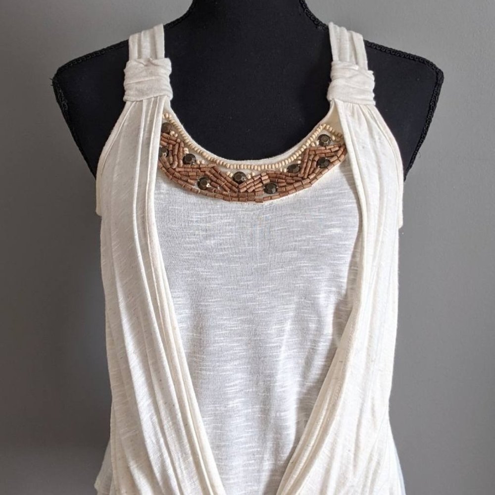 BCX EMBELLISHED TAN TANK TOP